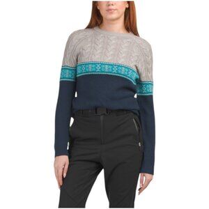 NEVE DESIGNS Merino Wool Blend Brynn Cable Knit Crew Neck Sweater